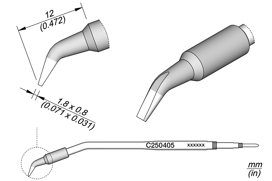 C250405 - Chisel Bent Cartridge 1.8 x 0.8